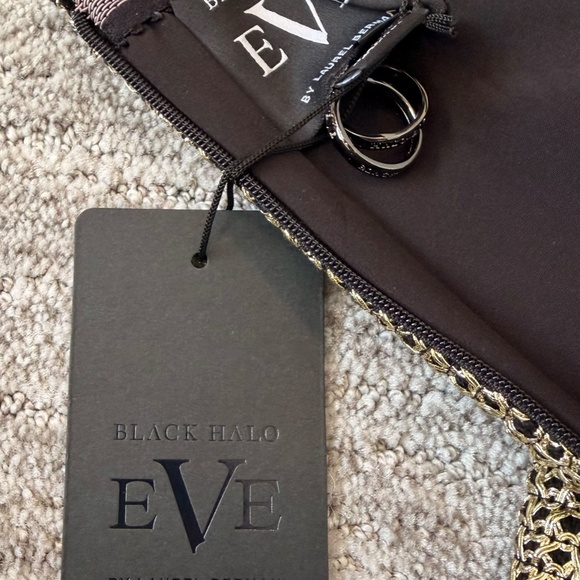 NWT Black Halo EVE Strapless Metallic Crochet Gold Dress SZ 8 Cocktail Holiday - Picture 9 of 17